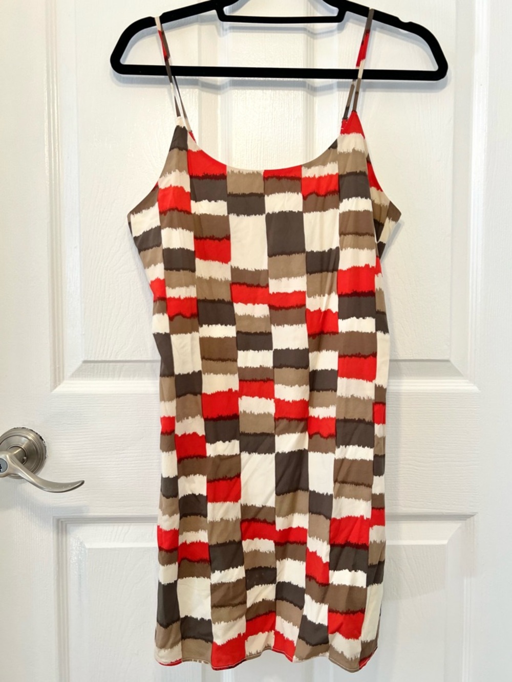 Alice + Olivia Red, Brown & Cream Mini Slip Dress 4